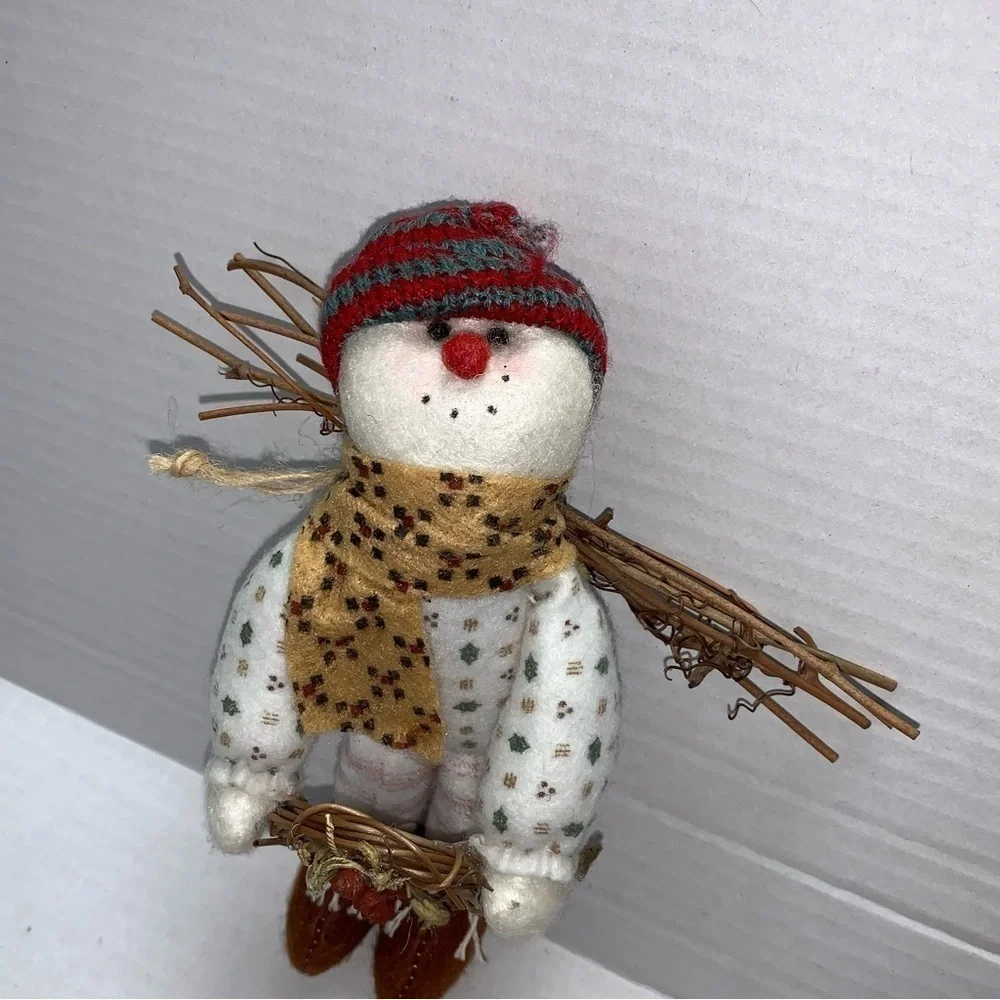 Lot of 5 Country Plush Decorations Ornaments Santa Snowman Reindeer Girl NEW